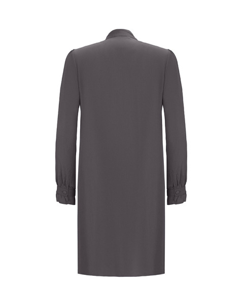 T25Y-6029 Önü Fırfırlı Cupro Tunik 1318-ANTHRACITE - MISS DALIDA (1)