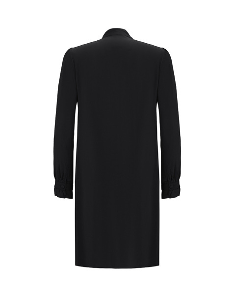 T25Y-6029 Önü Fırfırlı Cupro Tunik BLACK - MISS DALIDA (1)