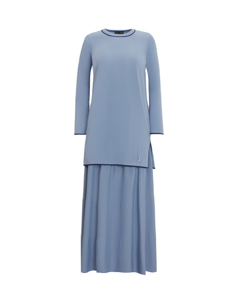 T25Y-6031 Renk Şeritli Temiz Kesim Triko Tunik 1112-LAVENDER 