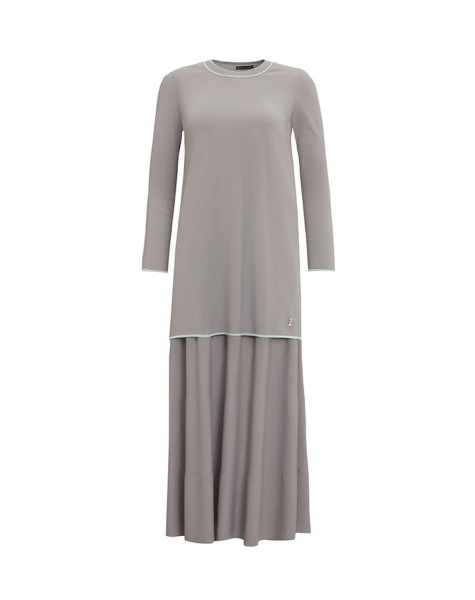 T25Y-6031 Renk Şeritli Temiz Kesim Triko Tunik 1179-GREY - 7