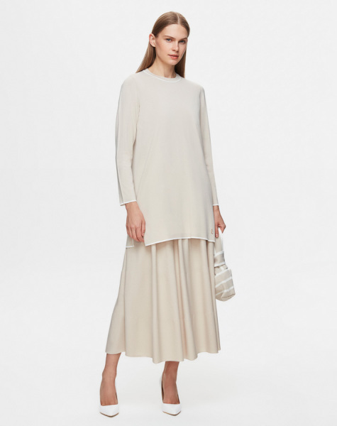 Renk Şeritli Temiz Kesim Triko 1179-GREY Tunik - 2