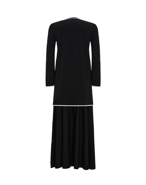 T25Y-6031 Renk Şeritli Temiz Kesim Triko Tunik BLACK - 2