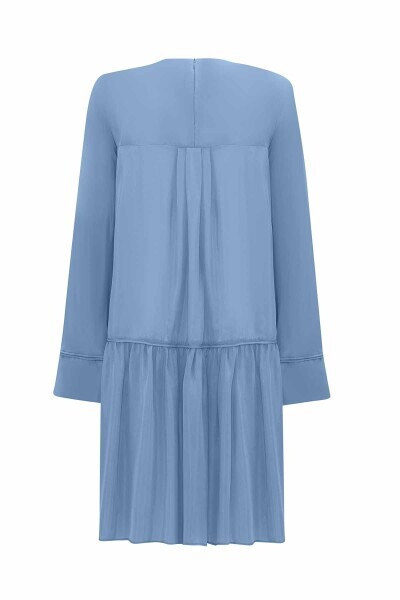 T25Y-6032 Tiktak Detaylı Rahat Kesim Cupro Tunik BLUE - MISS DALIDA (1)