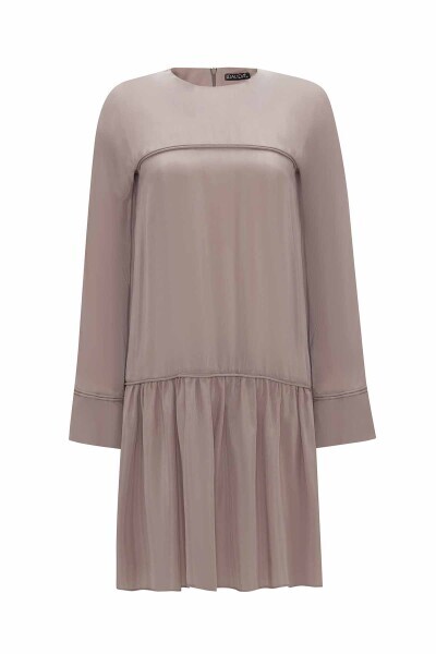 Tiktak Detaylı Rahat Kesim Cupro MİNK Tunik 