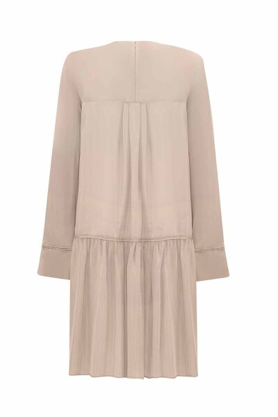 Tiktak Detaylı Rahat Kesim Cupro MİNK Tunik - 3