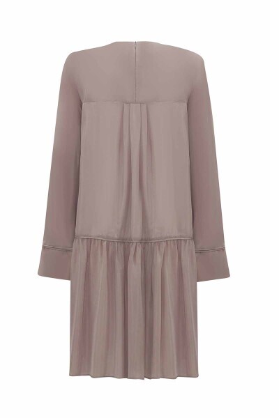 Tiktak Detaylı Rahat Kesim Cupro MİNK Tunik - 12