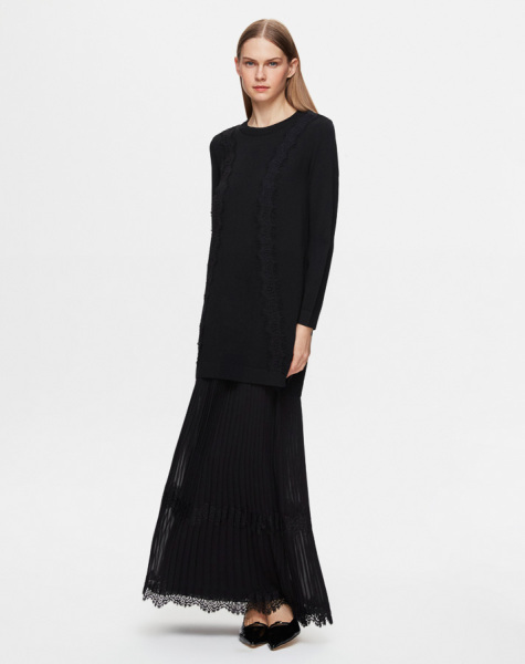 T25Y-6034 Dantel Detaylı Düz Renk Triko Tunik 1243-LIGHT MİNT - 7