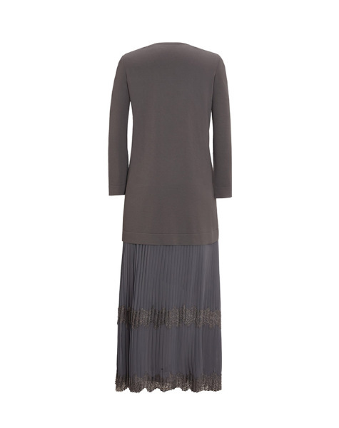 T25Y-6034 Dantel Detaylı Düz Renk Triko Tunik 1318-ANTHRACITE - 2