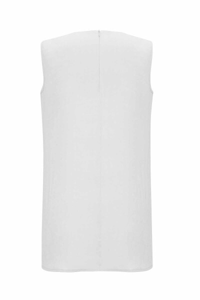 T25Y-6035 Düz Renk Kolsuz Keten Tunik ECRU - 2