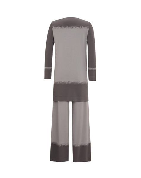 T25Y-6036 Önü Renk Bloklu Triko Tunik 1318-ANTHRACITE - 2