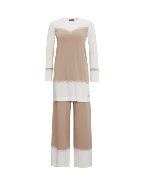 T25Y-6036 Önü Renk Bloklu Triko Tunik 1325-CORAL - 6