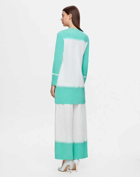 T25Y-6036 Önü Renk Bloklu Triko Tunik 1325-CORAL - 3