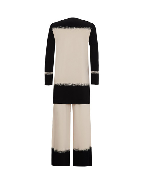 T25Y-6036 Önü Renk Bloklu Triko Tunik BLACK - 2