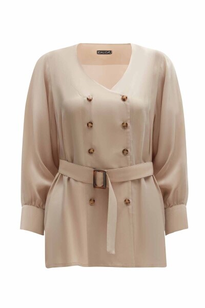 Double Breasted Waist Belted Tunic 