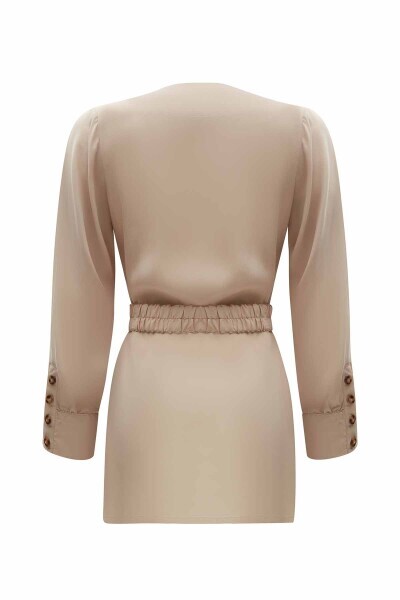 Double Breasted Waist Belted Tunic - 3