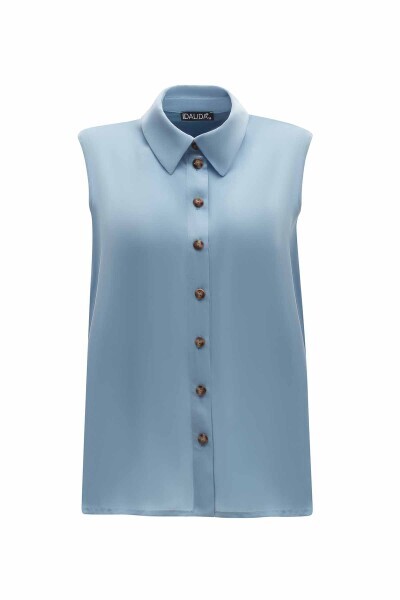 T25Y-6038 Kruvaze Kesim Beli Kuşaklı Tunik 1186-BLUE - 2