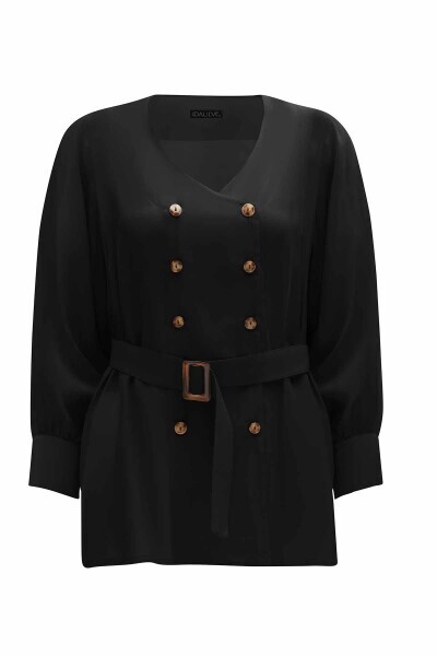 Kruvaze Kesim Beli Kuşaklı 1237-MİNK Tunik - 8