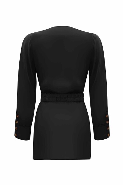 Kruvaze Kesim Beli Kuşaklı 1237-MİNK Tunik - 11