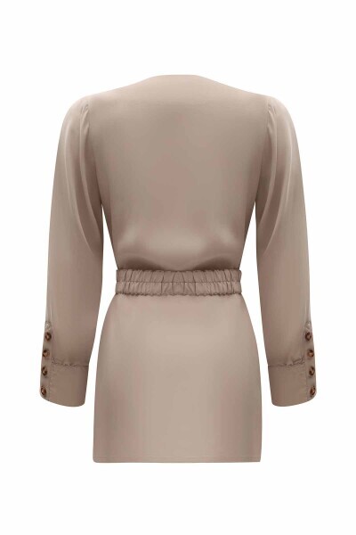 Kruvaze Kesim Beli Kuşaklı 1237-MİNK Tunik - 23