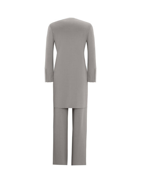 T25Y-6040 Önü Yırtmaç Detaylı Düz Renk Triko Tunik 1179-GREY - 2