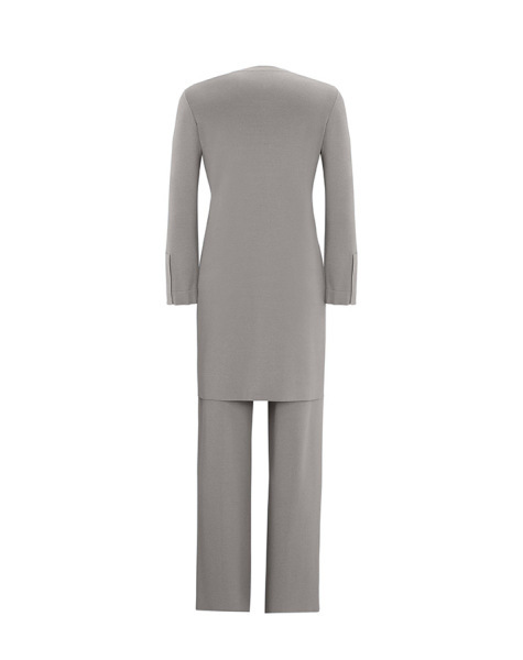 T25Y-6040 Önü Yırtmaç Detaylı Düz Renk Triko Tunik 1318-ANTHRACITE - 11