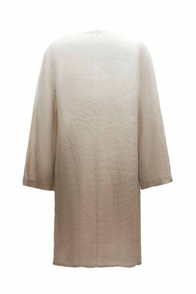 T25Y-6041 Degradeli Uzun Kollu Keten Tunik STONE - 9
