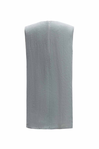 T25Y-6042 Düz Renk Keten Tunik GREY - 2
