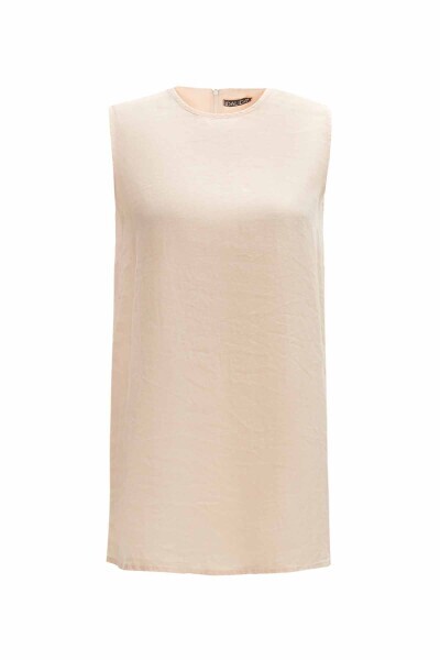 T25Y-6042 Düz Renk Keten Tunik STONE 