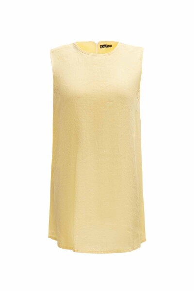 T25Y-6042 Düz Renk Keten Tunik YELLOW 