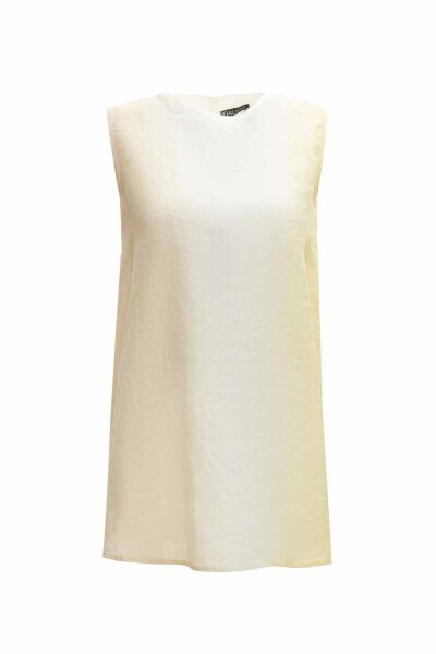 T25Y-6043 Degradeli Keten Kolsuz Tunik BUTTER - 1