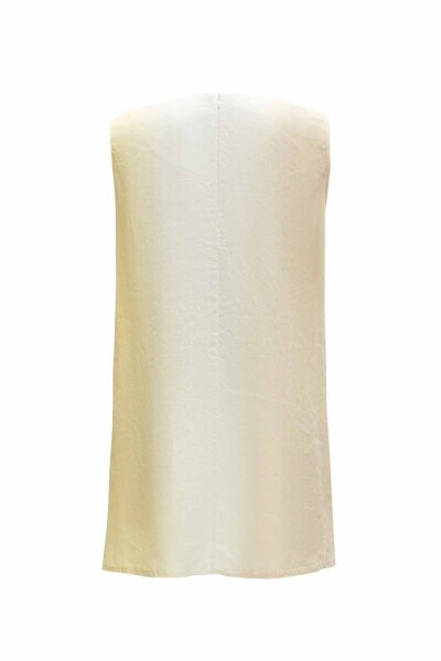 Degredeli Keten Kolsuz Açık Sarı Tunik - 2