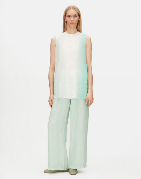 T25Y-6043 Degradeli Keten Kolsuz Tunik LIGHT MINT - MISS DALIDA