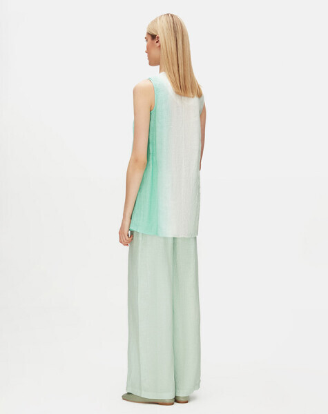 Degradeli Keten Kolsuz Yeşil Tunik - 3