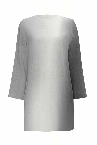 T25Y-6044 Degradeli Uzun Kollu Keten Tunik GREY 