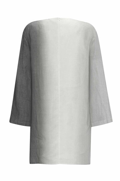 T25Y-6044 Degradeli Uzun Kollu Keten Tunik GREY - 2