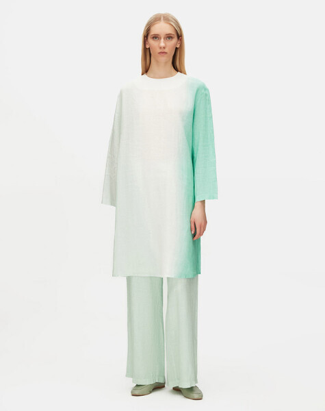 Gradient Long Sleeve Linen Tunic - 1