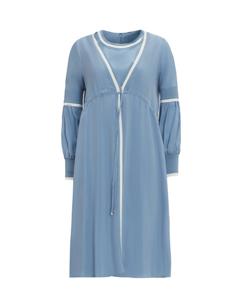 T25Y-6045 Yakası Çizgi Detaylı Kolsuz Cupro Tunik GREY - 6