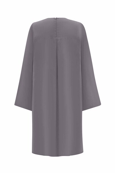 İki Renk Rahat Kesim Keten Antrasit Tunik - 2