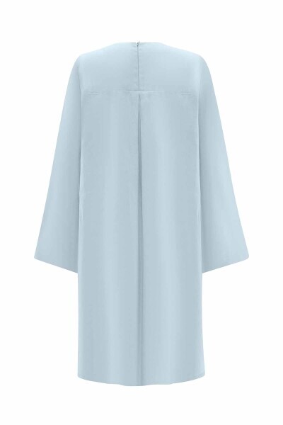 İki Renk Rahat Kesim Keten Mavi Tunik - 2