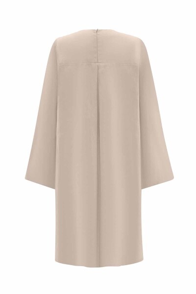 İki Renk Rahat Kesim Keten Taş Renk Tunik - 2