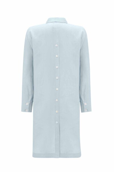 T25Y-6048 Evaze Kesim Çiçek Broşlu Keten Tunik BLACK - 8