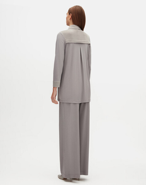 T25Y-6051 Gömlek Yaka Düz Renk Tunik GREY - 3