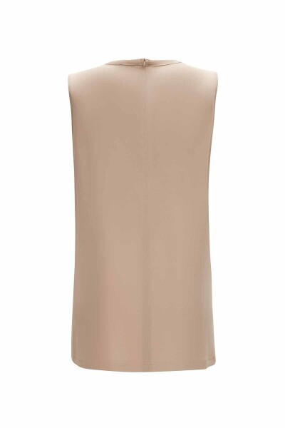 T25Y-6052 Yuvarlak Yaka Düz Renk Kolsuz Tunik STONE - MISS DALIDA (1)