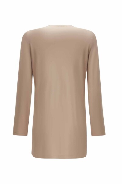 T25Y-6053 Çiçek Broşlu Düz Renk Basic Tunik STONE - 3
