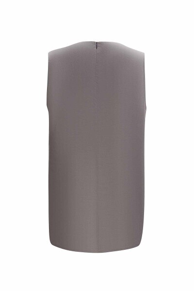 T25Y-6054 Yanları Düğmeli Keten Tunik ANTHRACITE - 14