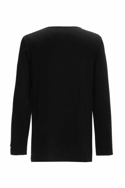 T25Y-6054 Yanları Düğmeli Keten Tunik BLACK - 6