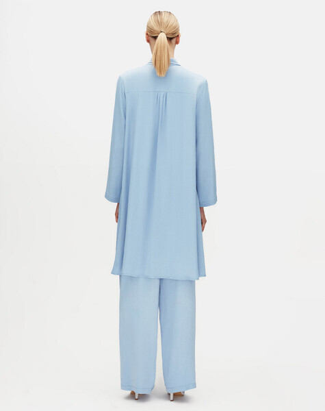 Renkli Taşlı Evaze Kesim Şık Mavi Tunik - 2