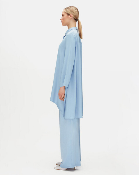 Renkli Taşlı Evaze Kesim Şık Mavi Tunik - 3