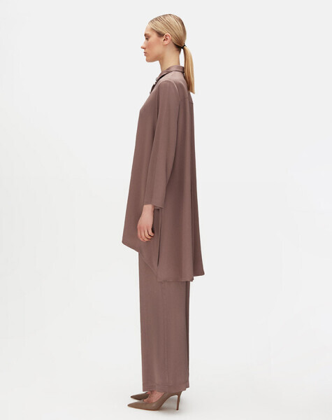 T25Y-6057 Renkli Taşlı Evaze Kesim Şık Tunik MİNK 