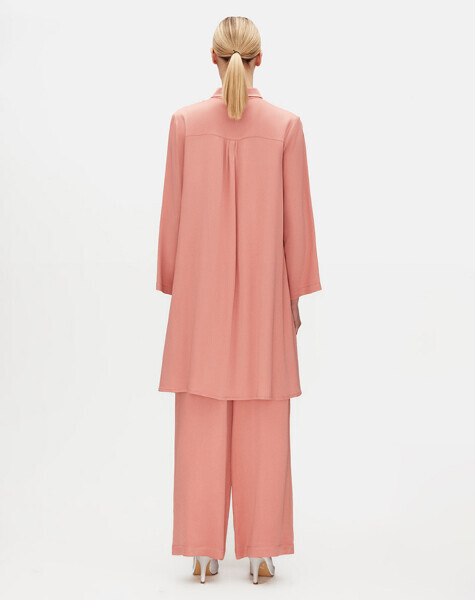 Renkli Taşlı Evaze Kesim Şık Pudra Renk Tunik - 1